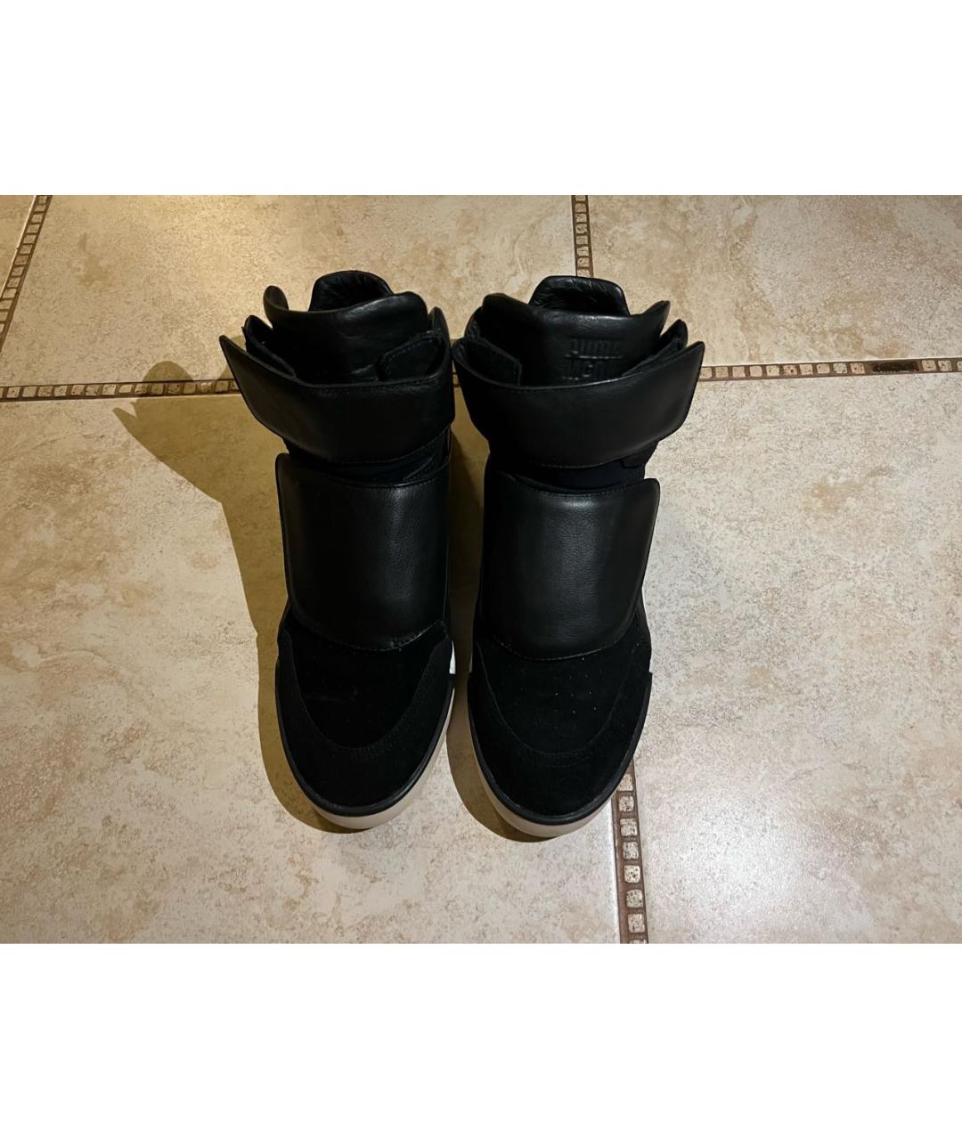 ALEXANDER MCQUEEN Черные кожаные высокие кроссовки / кеды, фото 2