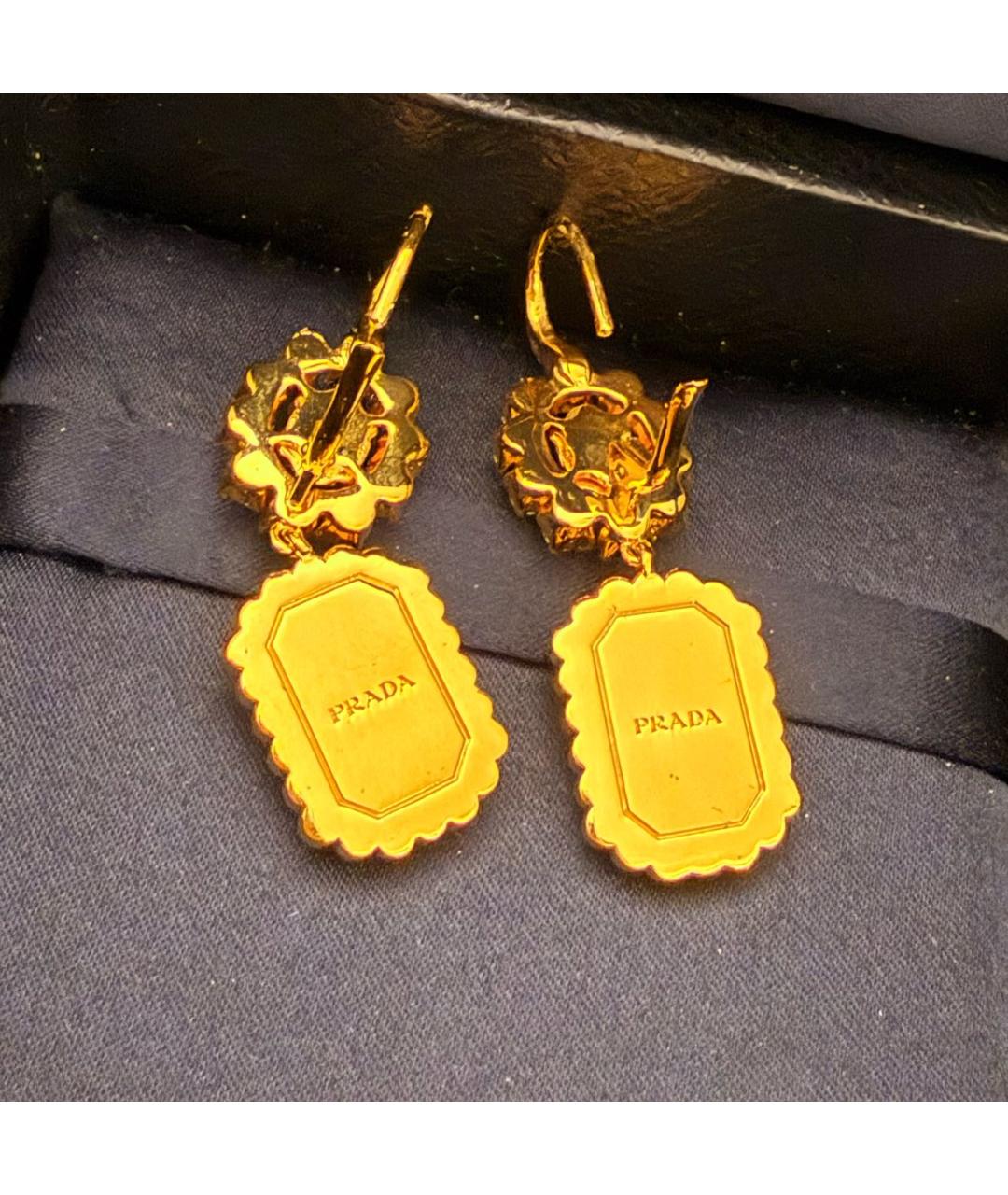 PRADA Золотые металлические серьги, фото 2