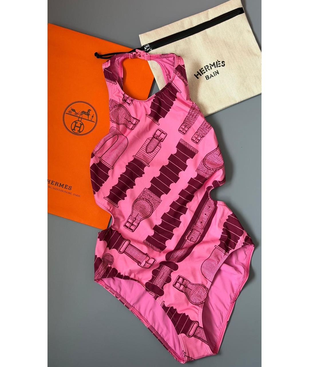 HERMES Розовый полиамидовый купальник, фото 5