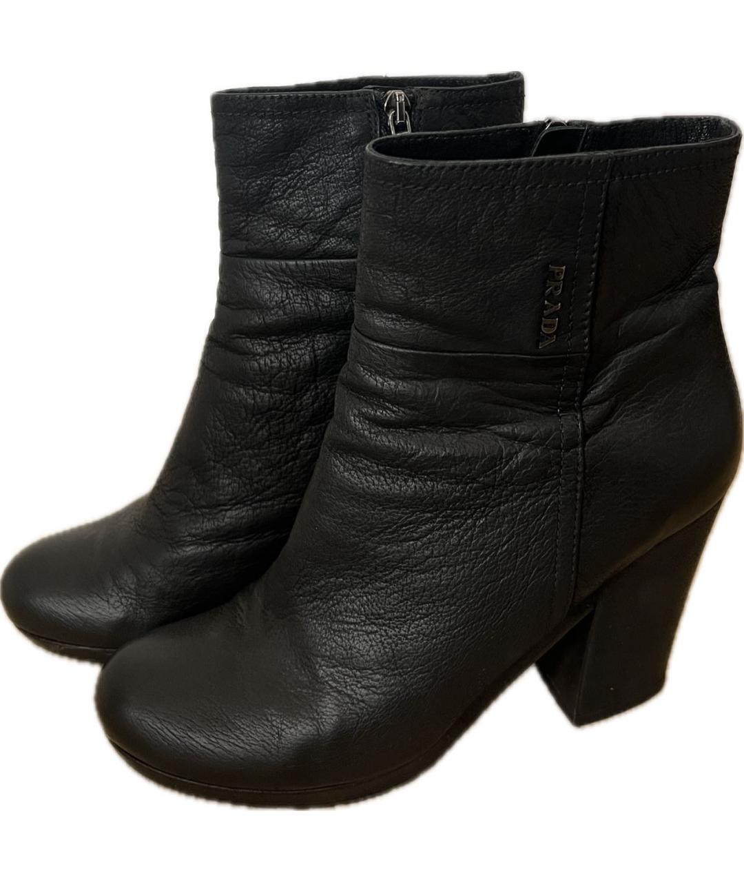 PRADA Черные кожаные ботильоны, фото 4