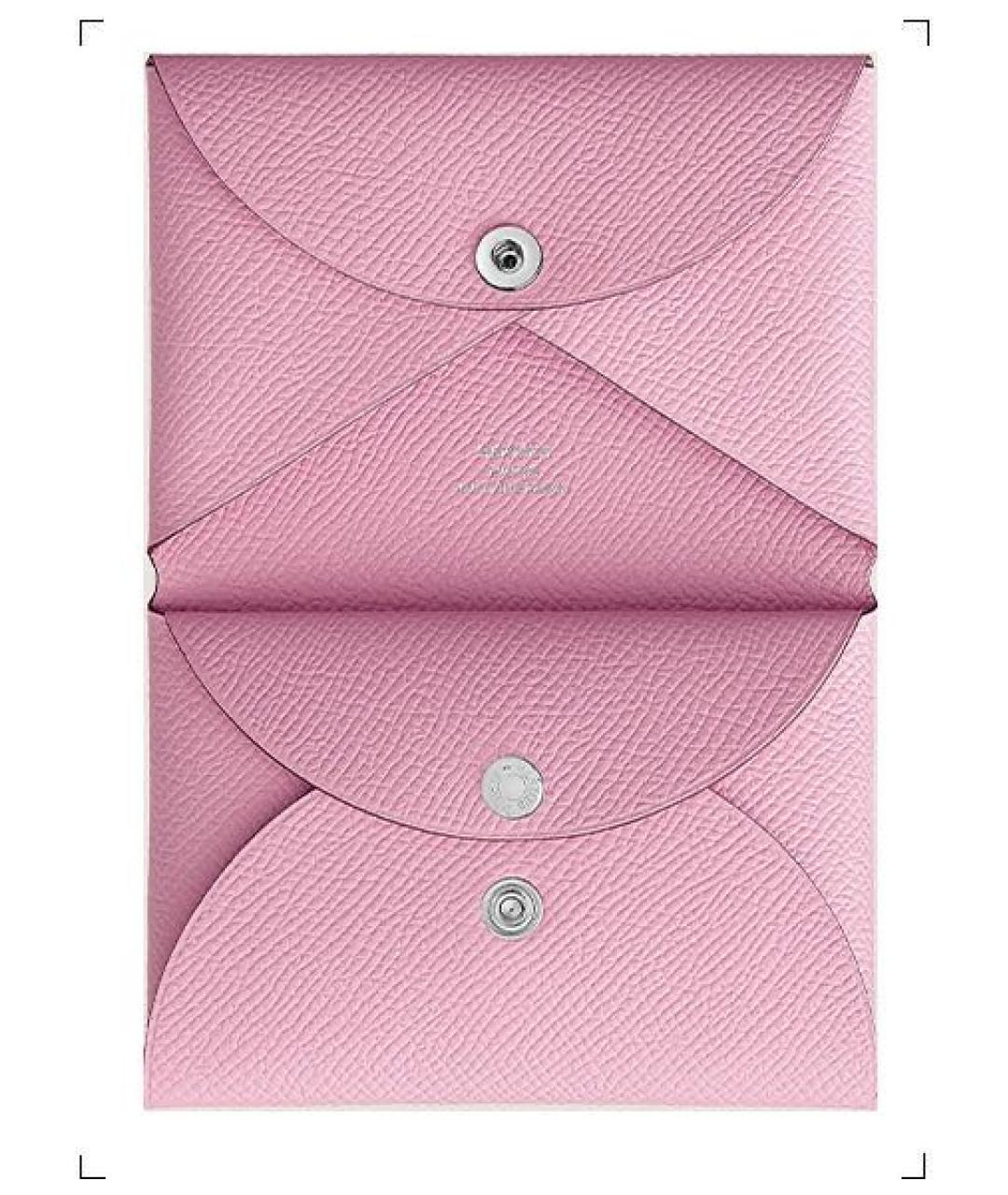 HERMES Розовый кожаный кардхолдер, фото 1