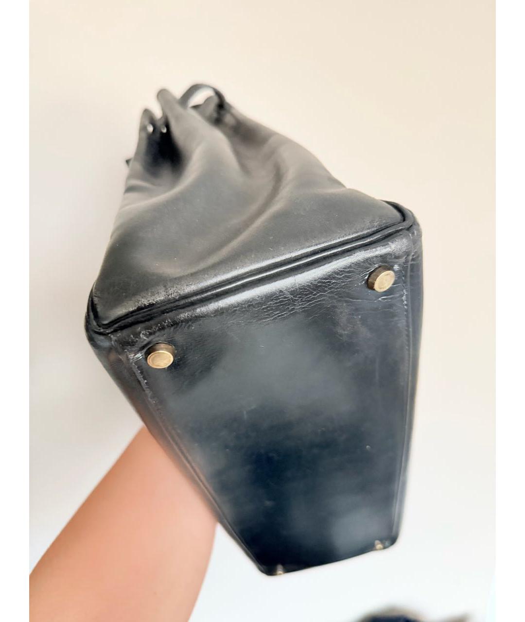 HERMES Черная кожаная сумка с короткими ручками, фото 4