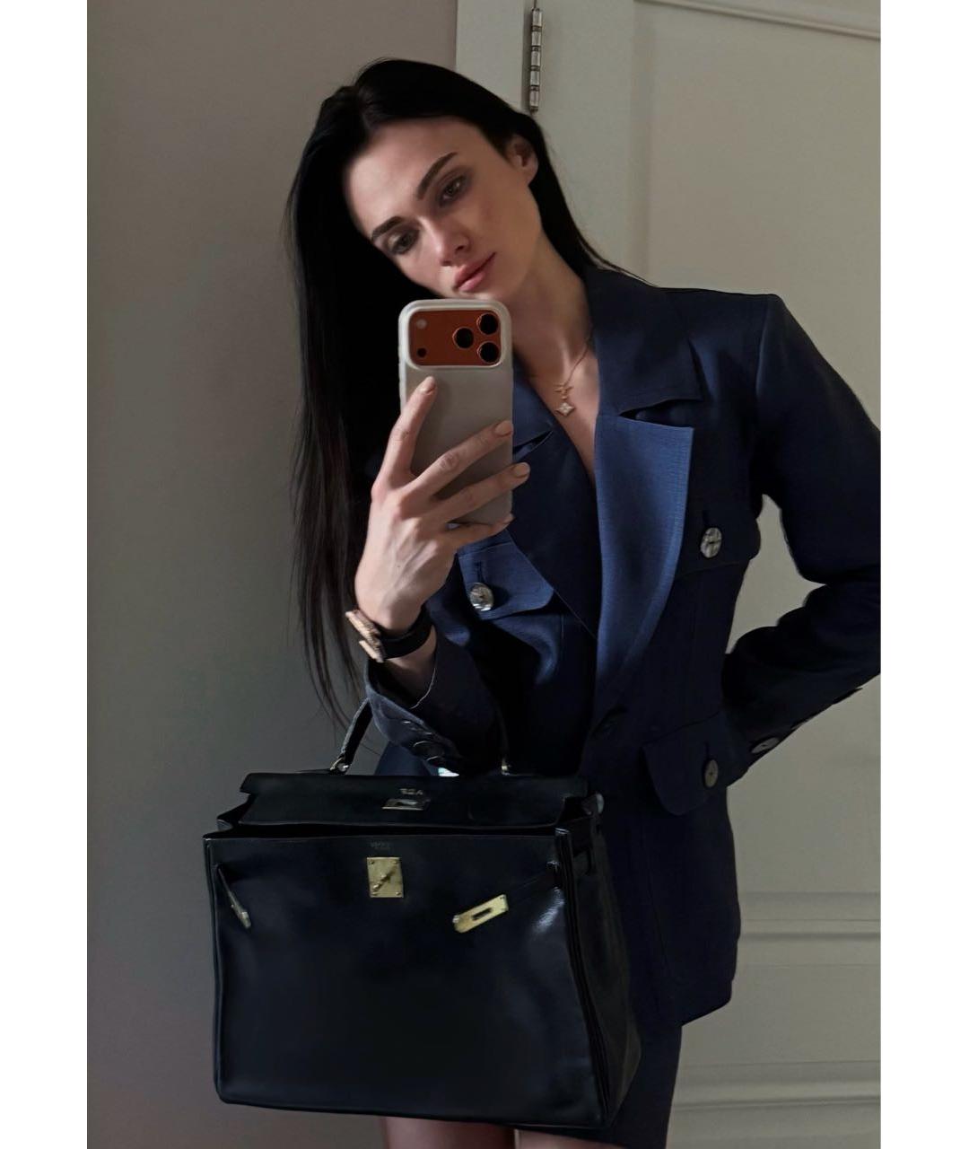 HERMES Черная кожаная сумка с короткими ручками, фото 8