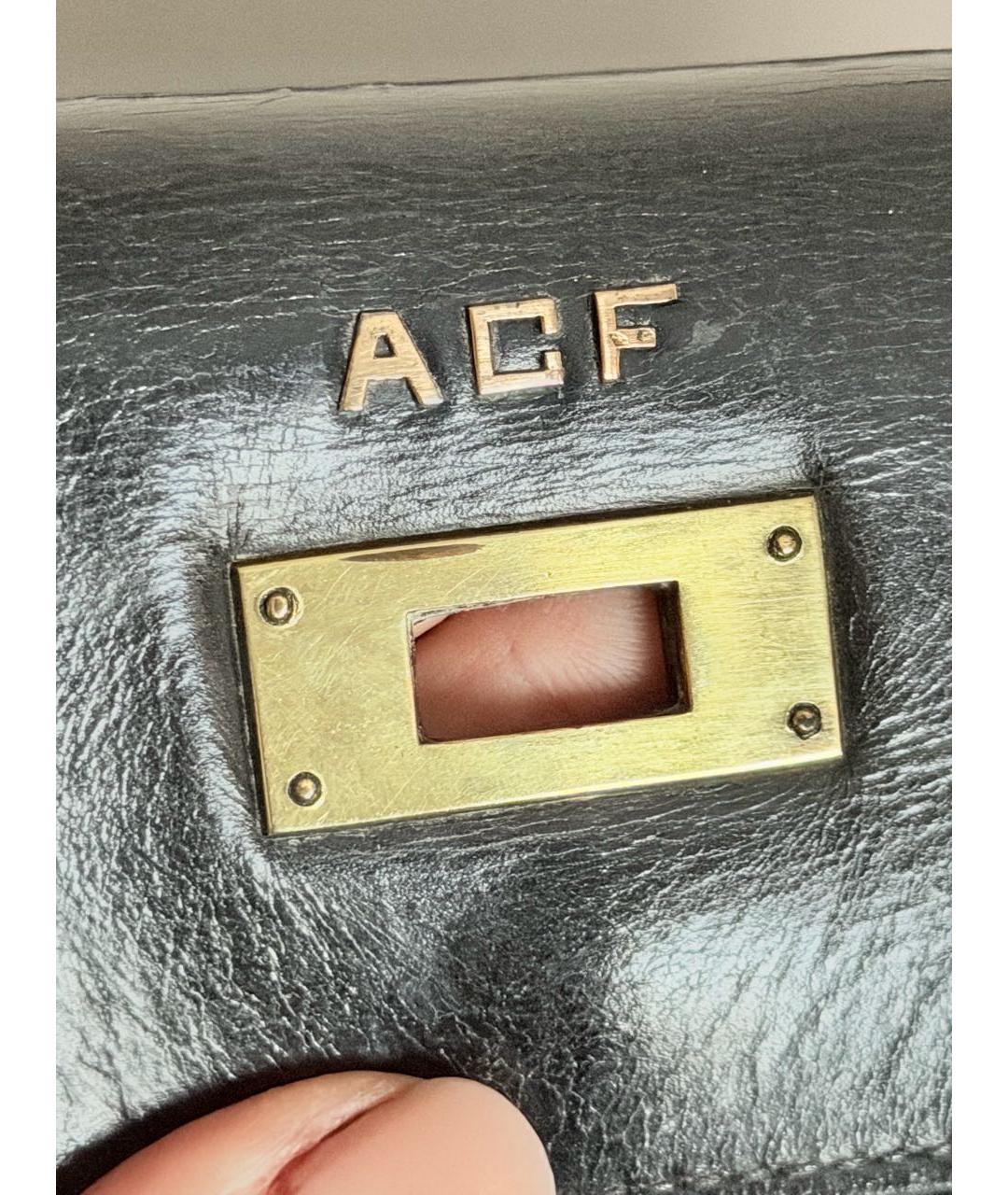 HERMES Черная кожаная сумка с короткими ручками, фото 5