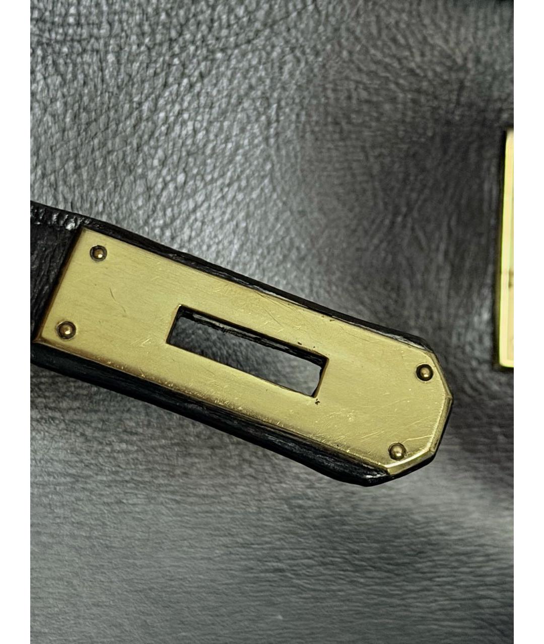 HERMES Черная кожаная сумка с короткими ручками, фото 6