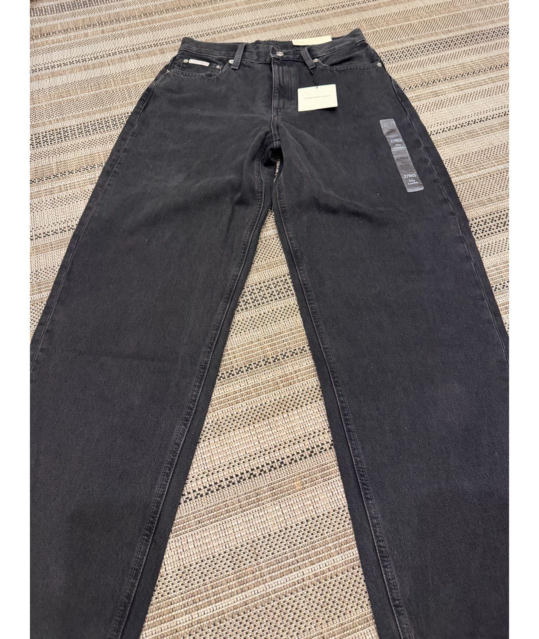 CALVIN KLEIN Черные хлопковые прямые джинсы, фото 6