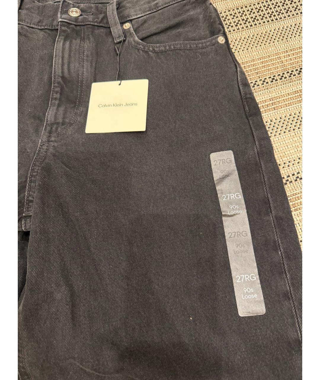 CALVIN KLEIN Черные хлопковые прямые джинсы, фото 5