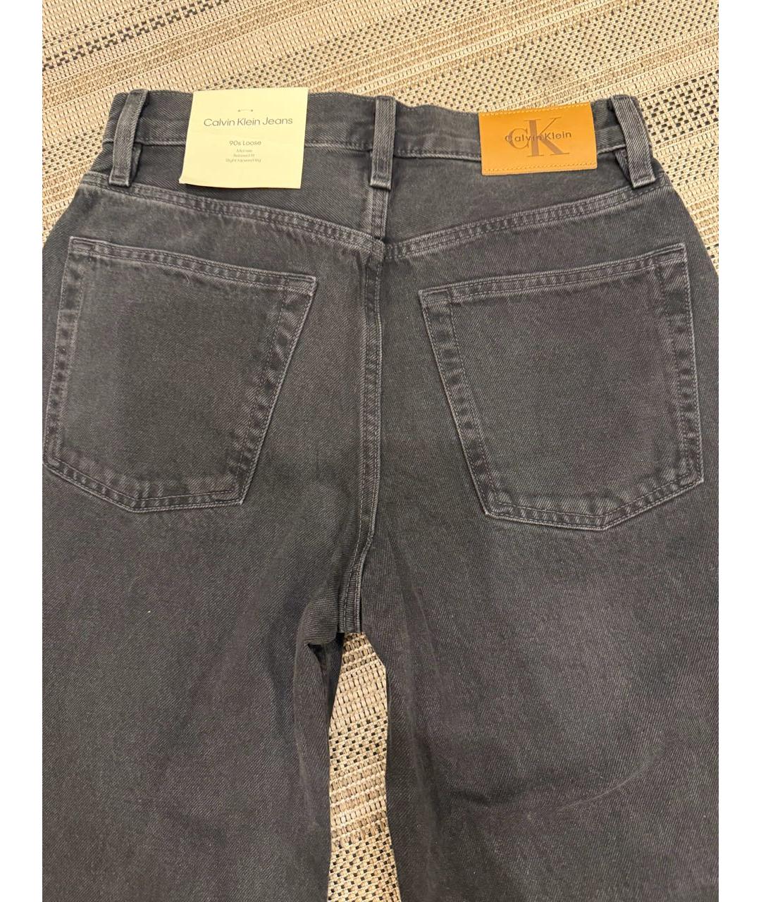 CALVIN KLEIN Черные хлопковые прямые джинсы, фото 3