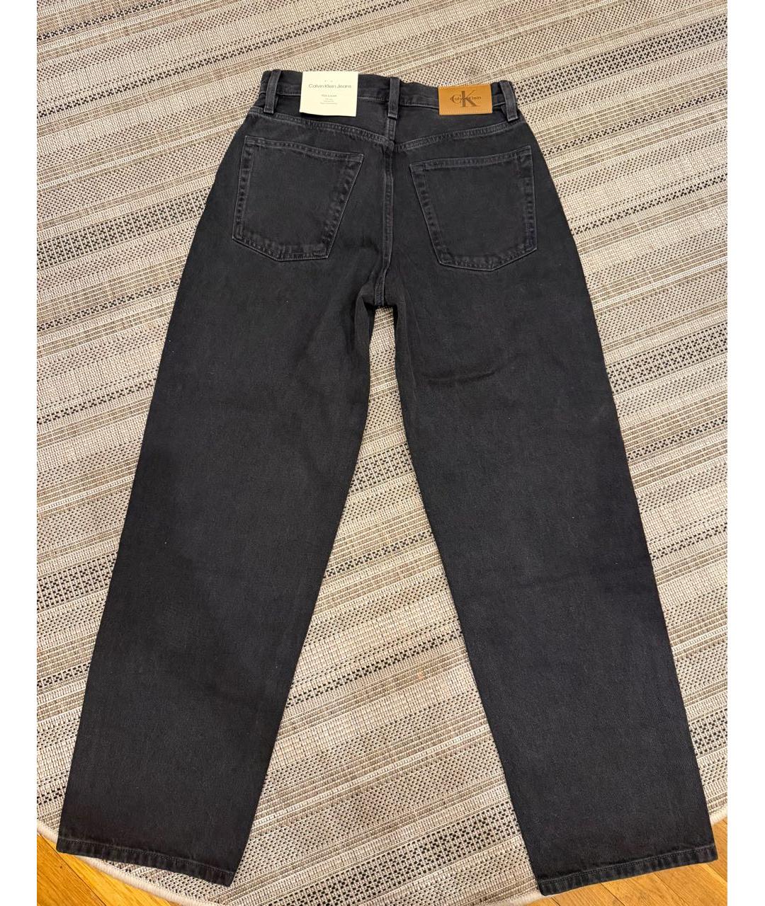 CALVIN KLEIN Черные хлопковые прямые джинсы, фото 2