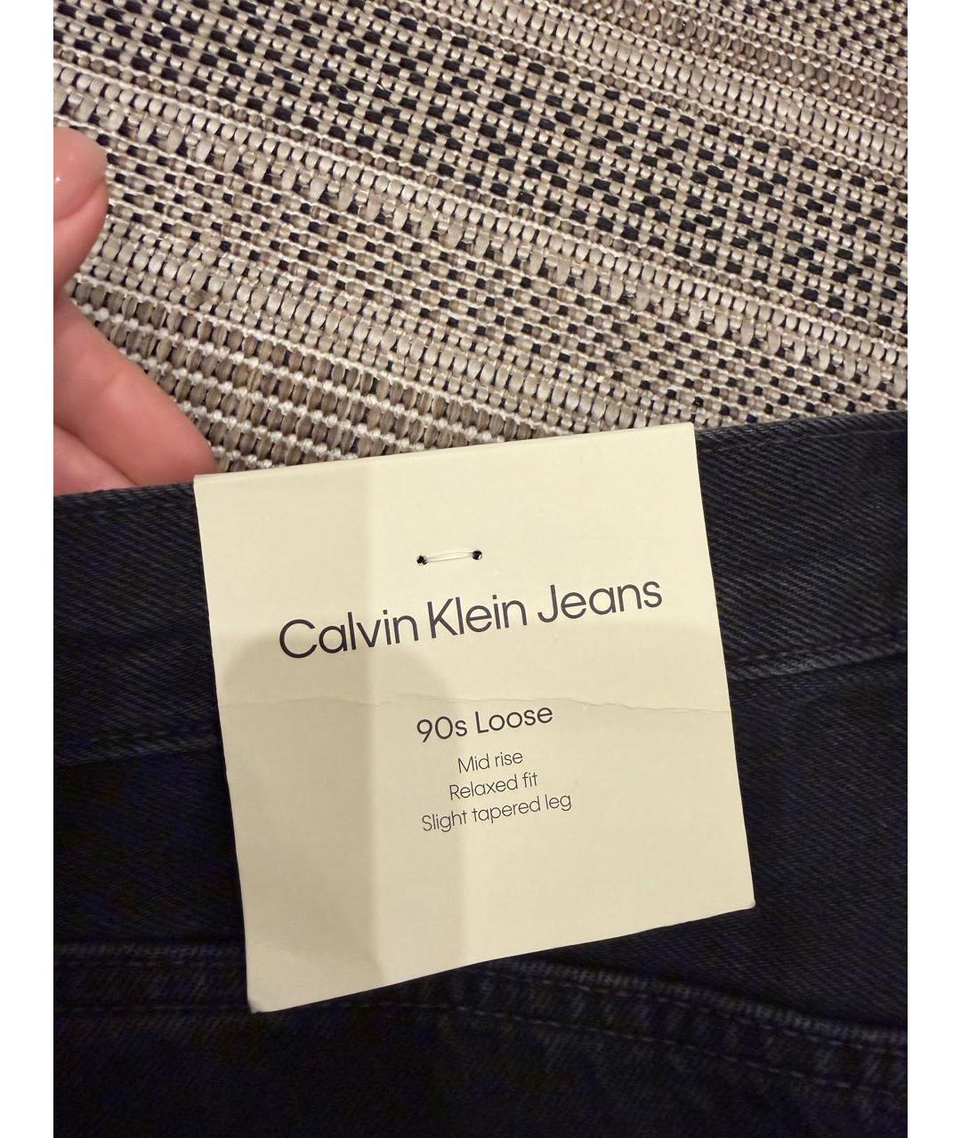 CALVIN KLEIN Черные хлопковые прямые джинсы, фото 7