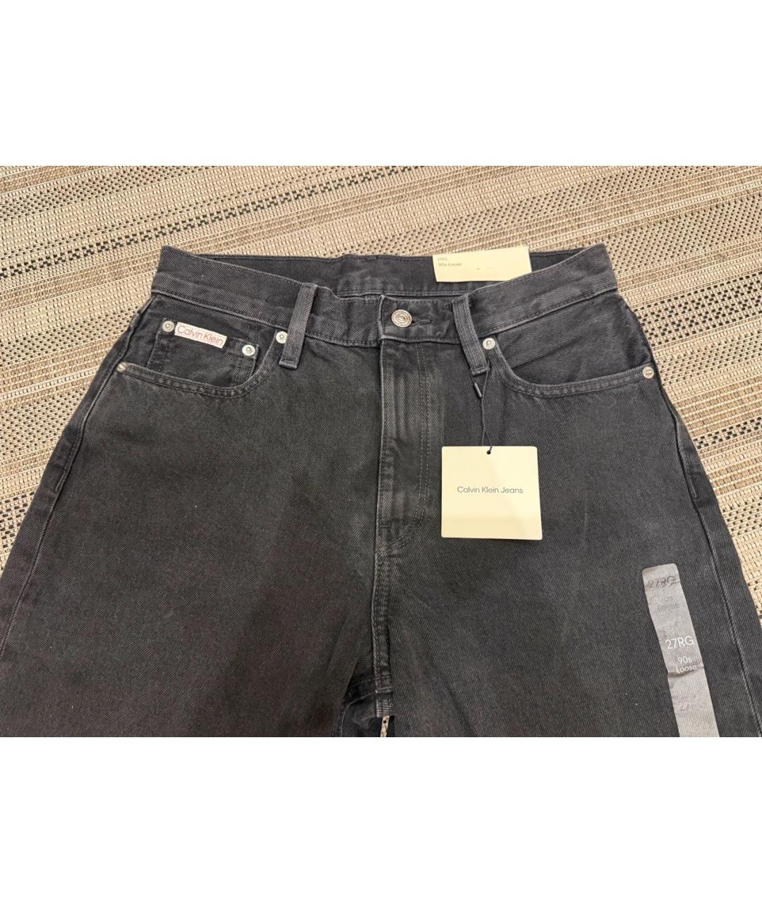 CALVIN KLEIN Черные хлопковые прямые джинсы, фото 4