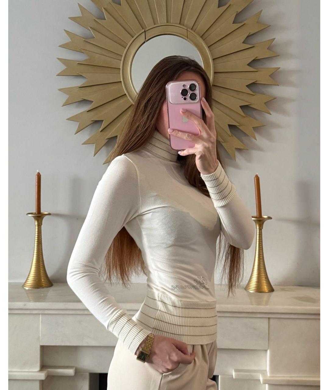 BLUMARINE Бежевая вискозная водолазка, фото 6