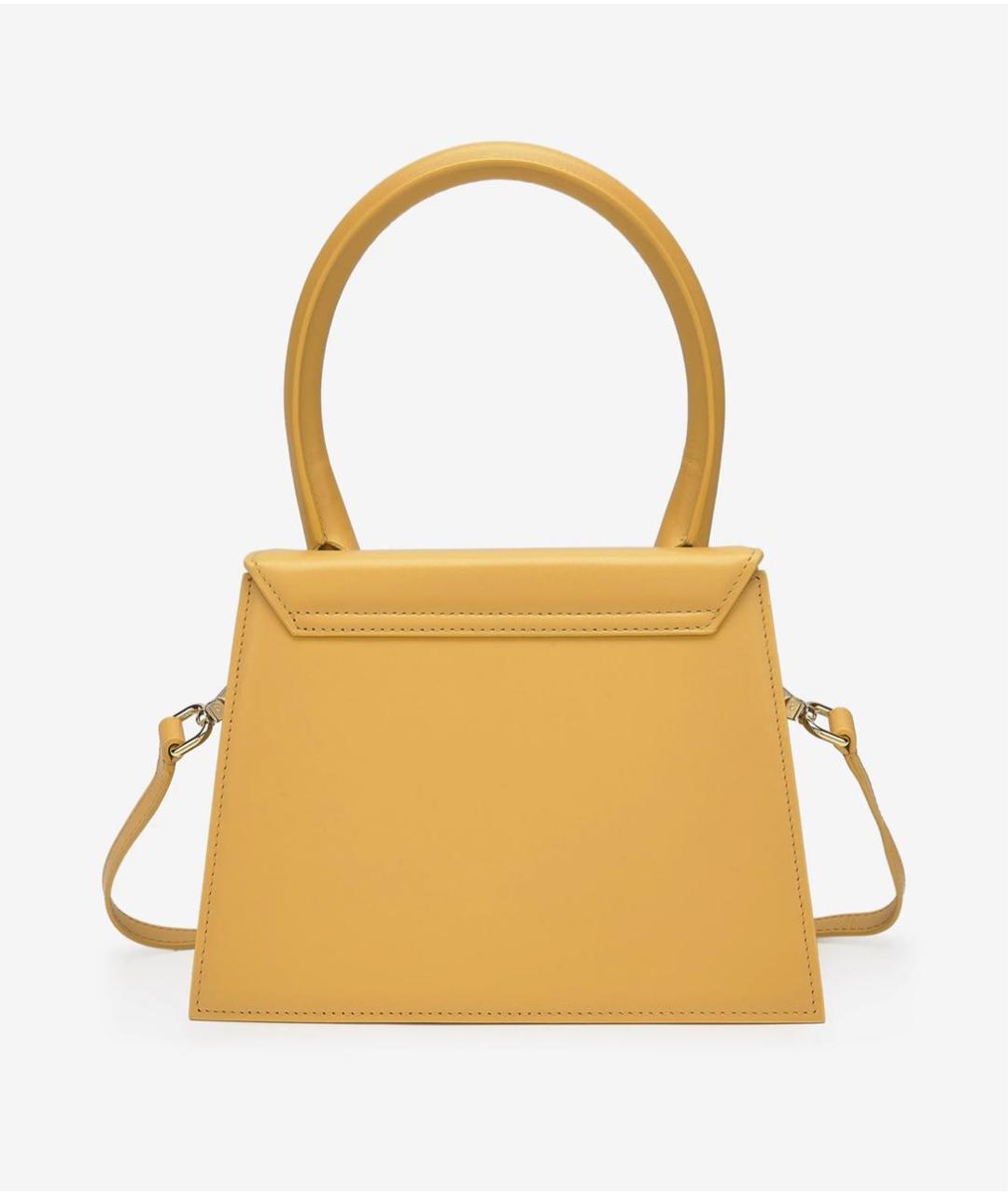 JACQUEMUS Желтая кожаная сумка с короткими ручками, фото 2