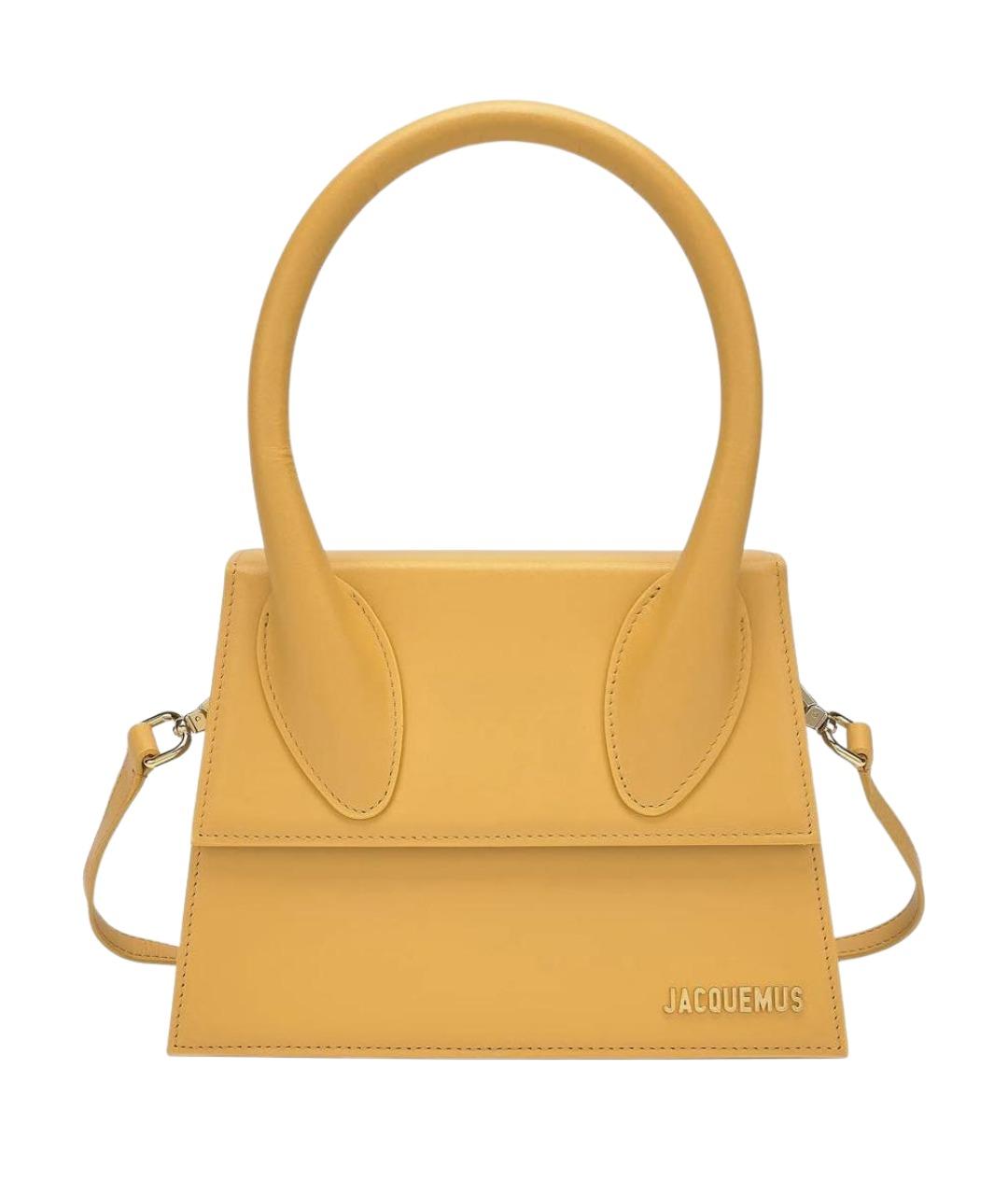 JACQUEMUS Желтая кожаная сумка с короткими ручками, фото 1