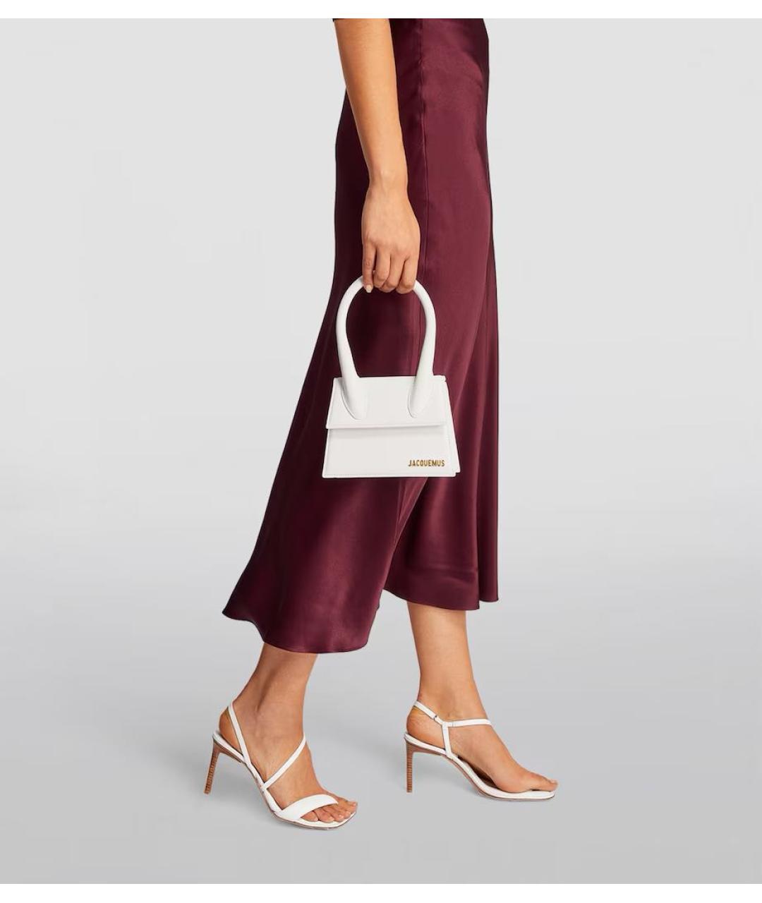 JACQUEMUS Белая кожаная сумка с короткими ручками, фото 7