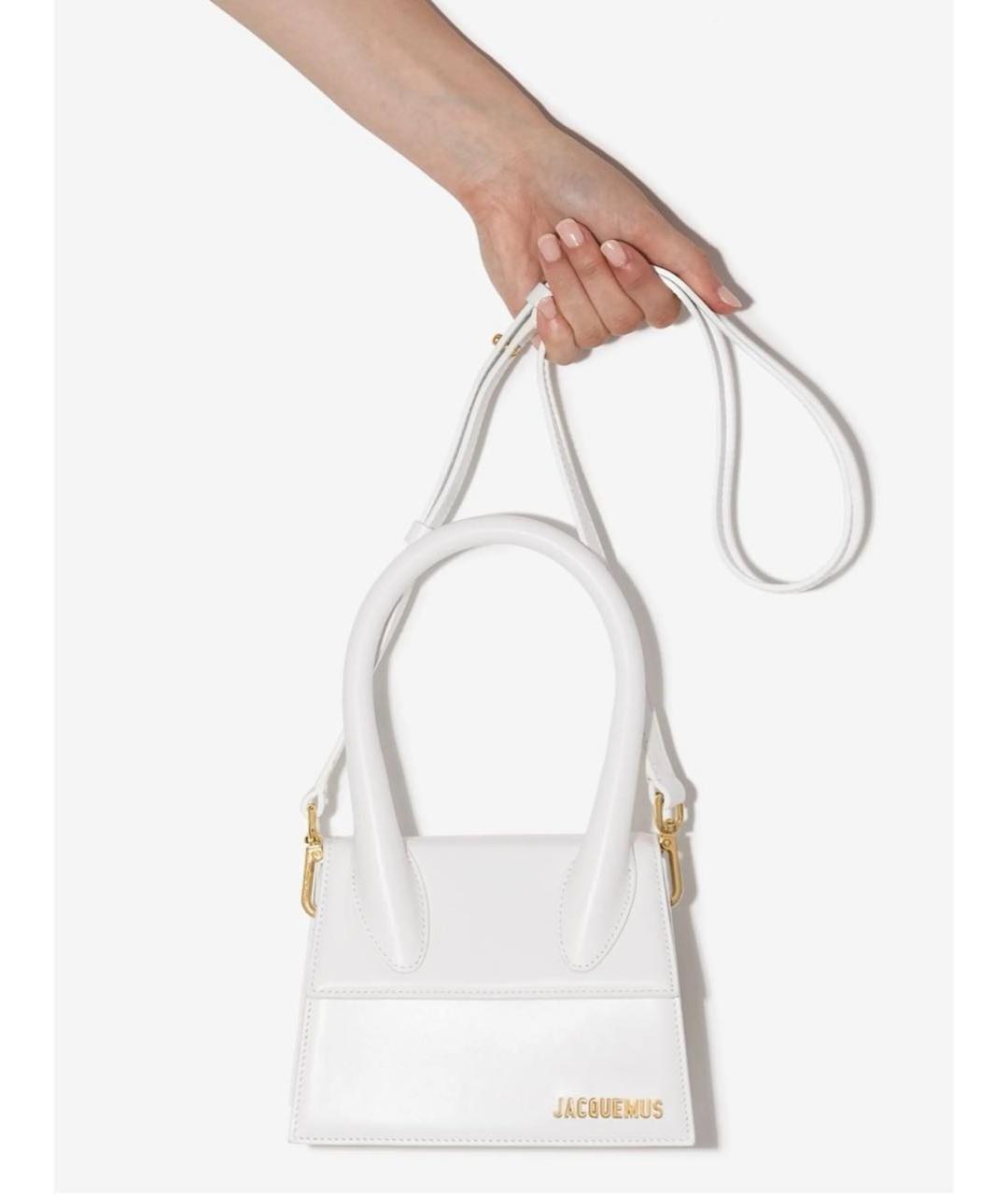 JACQUEMUS Белая кожаная сумка с короткими ручками, фото 3