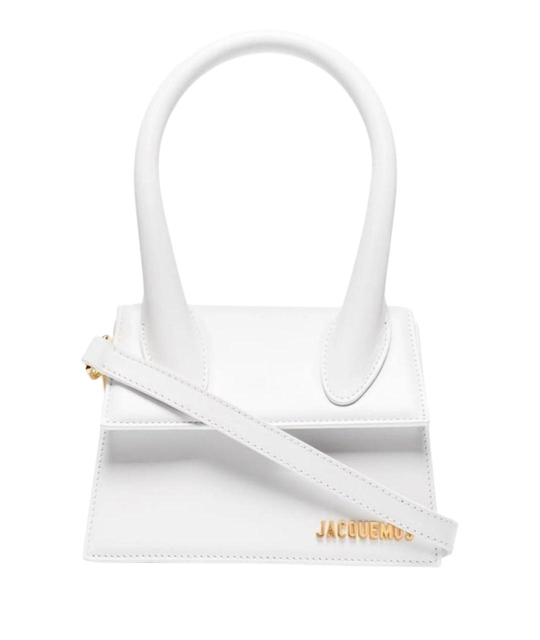 JACQUEMUS Белая кожаная сумка с короткими ручками, фото 1