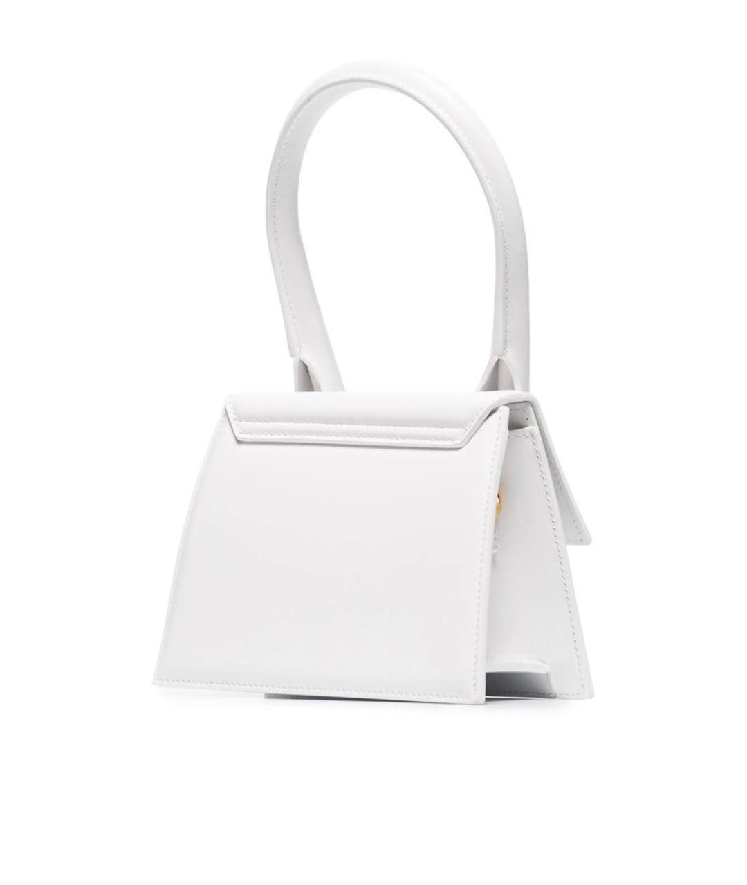 JACQUEMUS Белая кожаная сумка с короткими ручками, фото 2