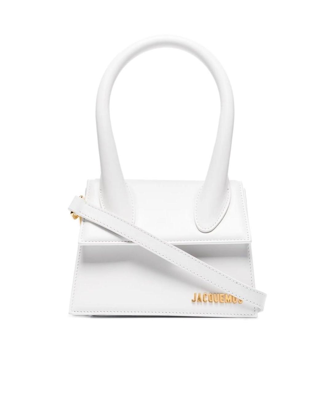 JACQUEMUS Белая кожаная сумка с короткими ручками, фото 8