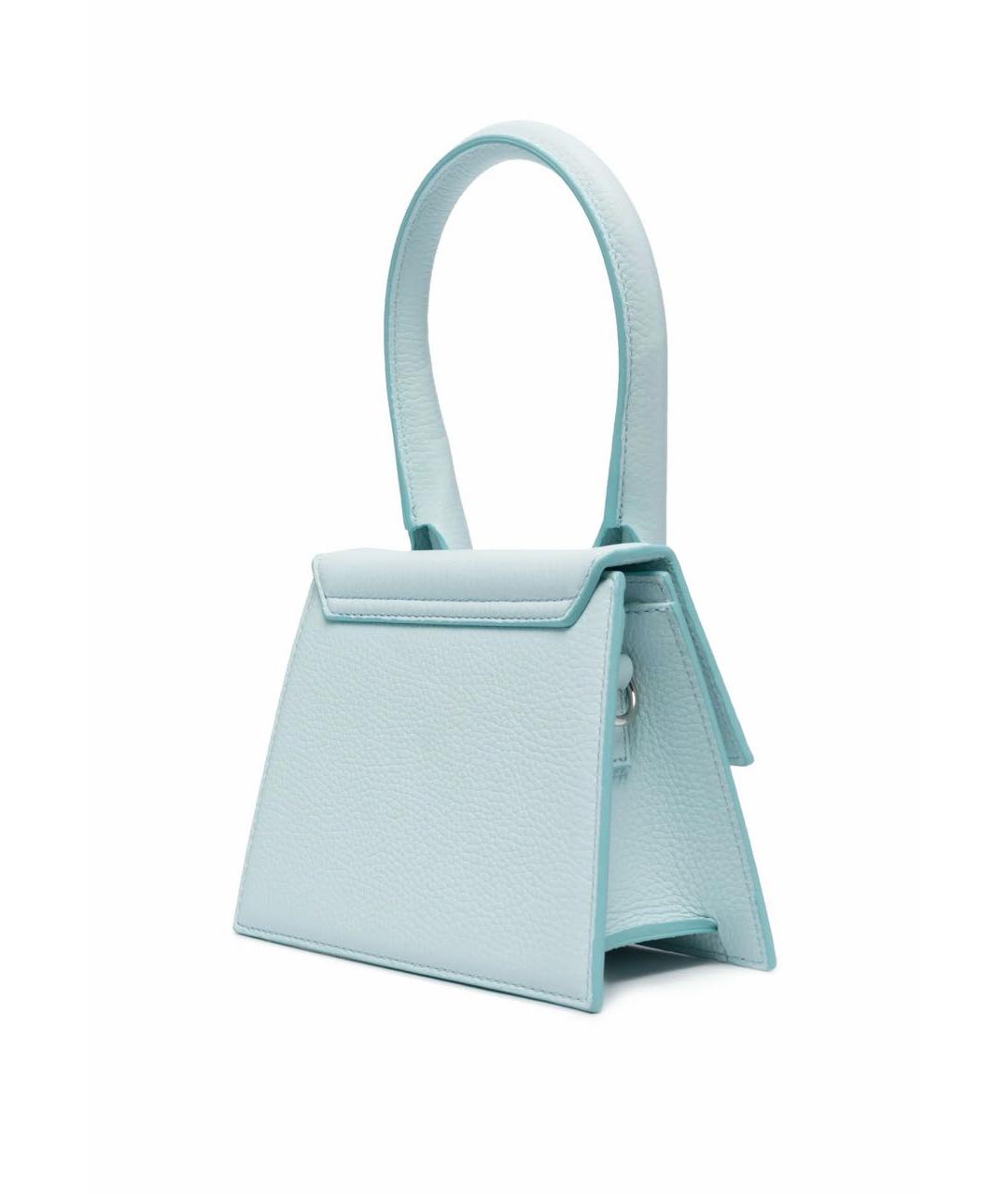 JACQUEMUS Голубая кожаная сумка с короткими ручками, фото 2