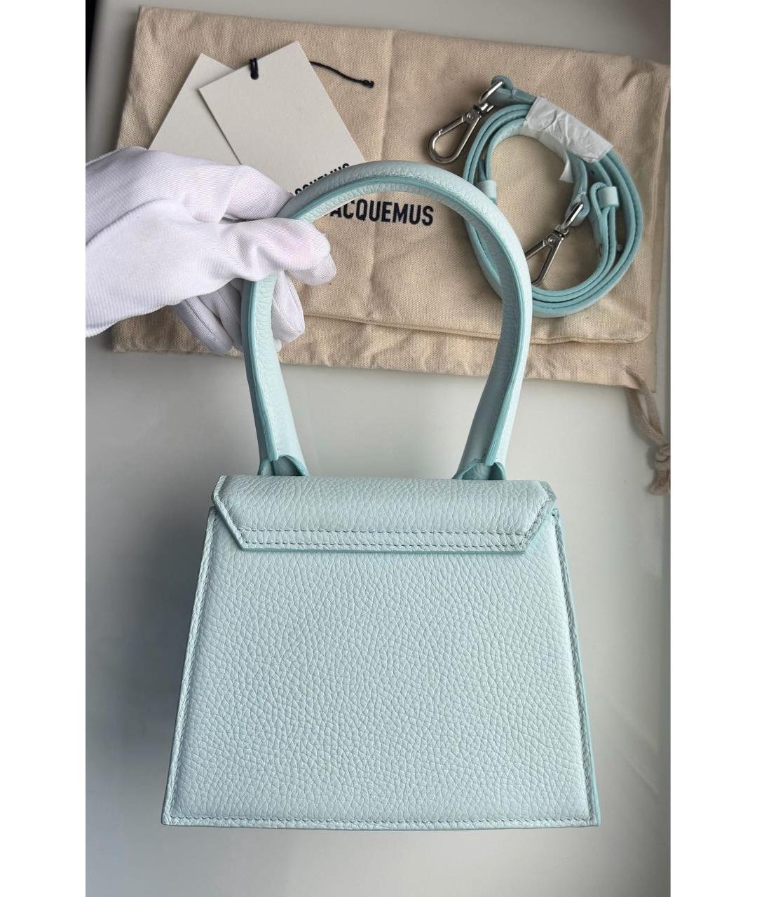 JACQUEMUS Голубая кожаная сумка с короткими ручками, фото 8