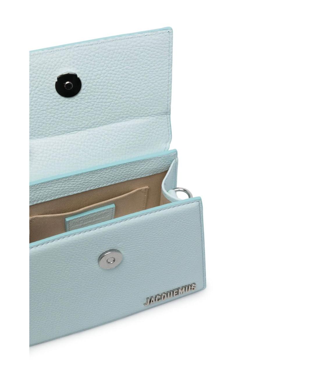 JACQUEMUS Голубая кожаная сумка с короткими ручками, фото 4