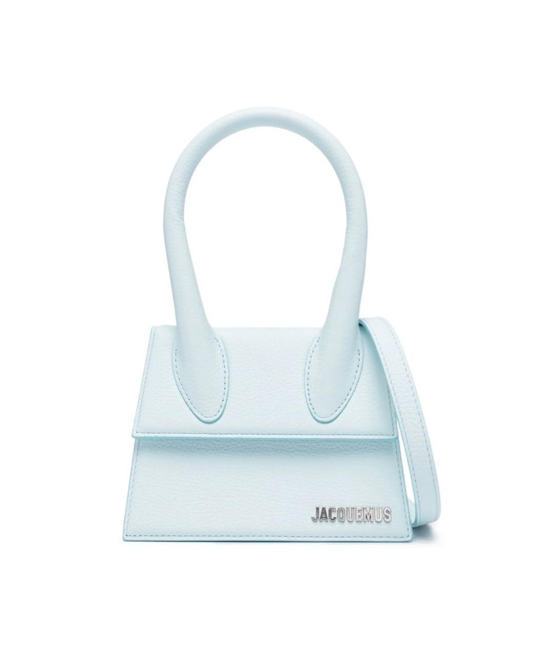 JACQUEMUS Голубая кожаная сумка с короткими ручками, фото 7