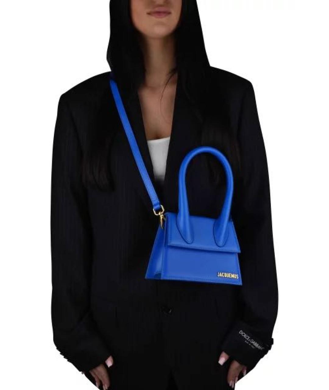 JACQUEMUS Синяя кожаная сумка с короткими ручками, фото 7