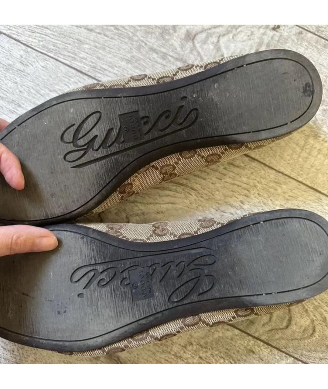 GUCCI Бежевые текстильные балетки, фото 6