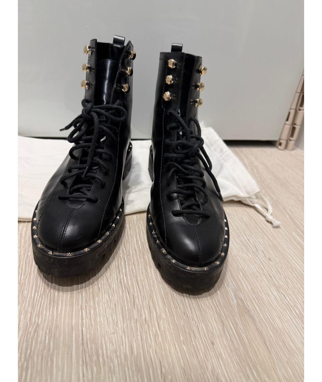 VALENTINO Черные кожаные ботинки, фото 2