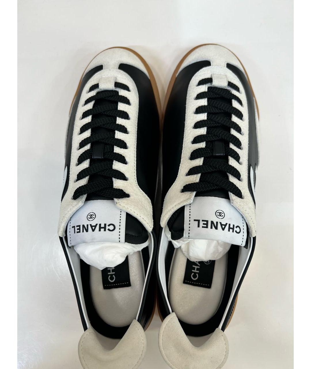 CHANEL Черные кожаные кеды, фото 3