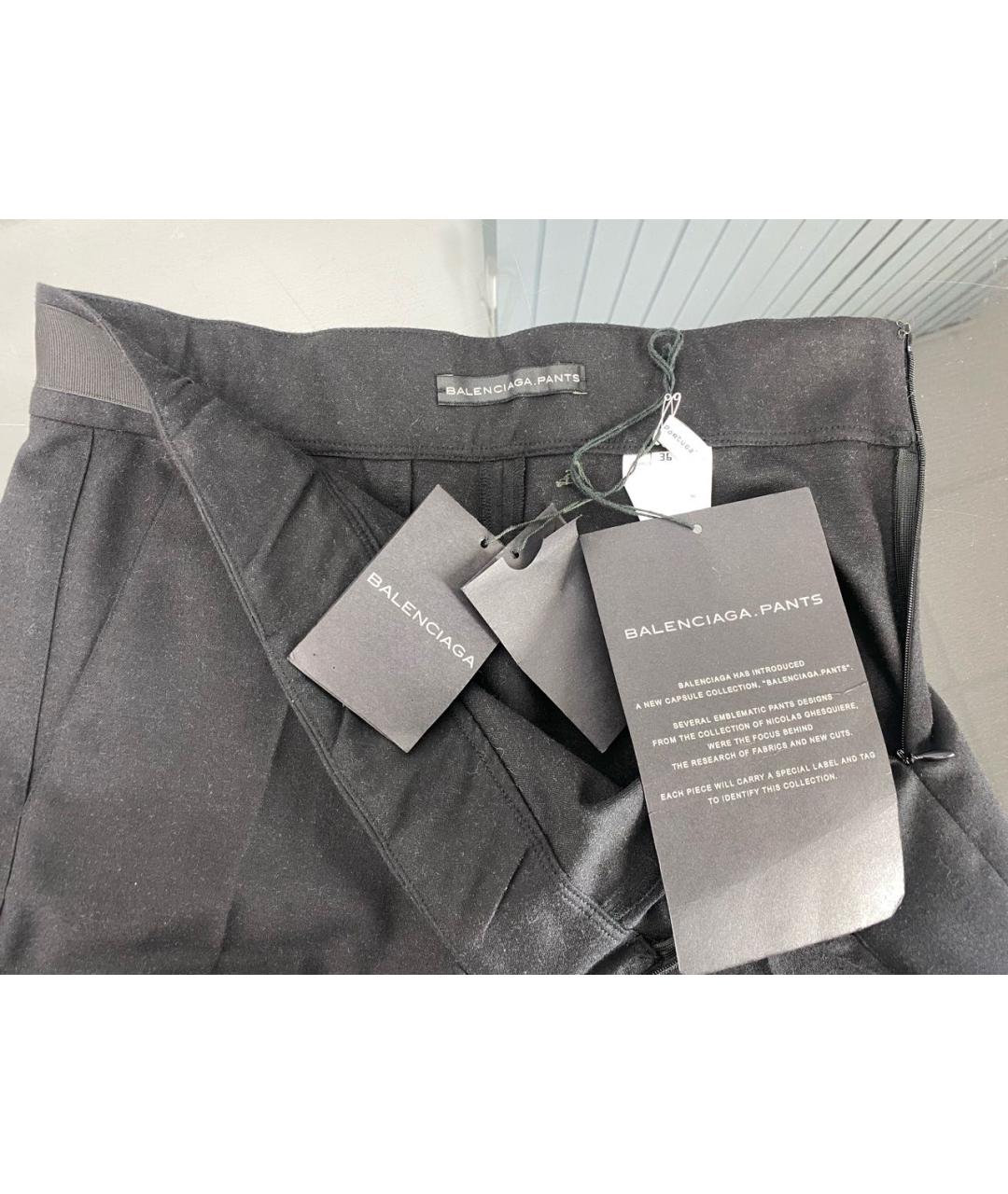 BALENCIAGA Черные шерстяные прямые брюки, фото 3