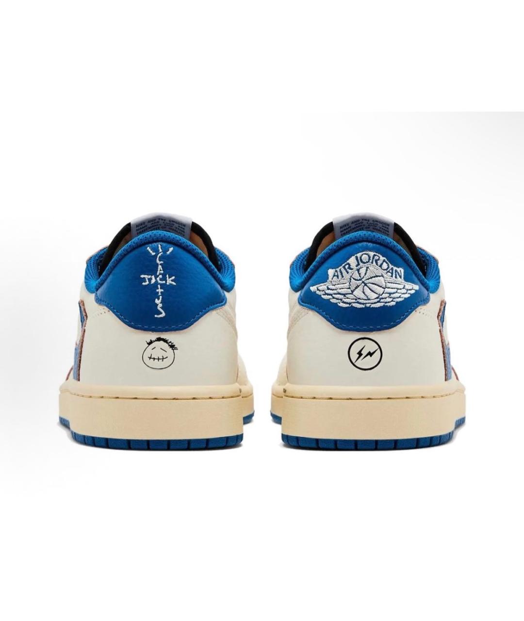 JORDAN Синие кожаные низкие кроссовки / кеды, фото 3