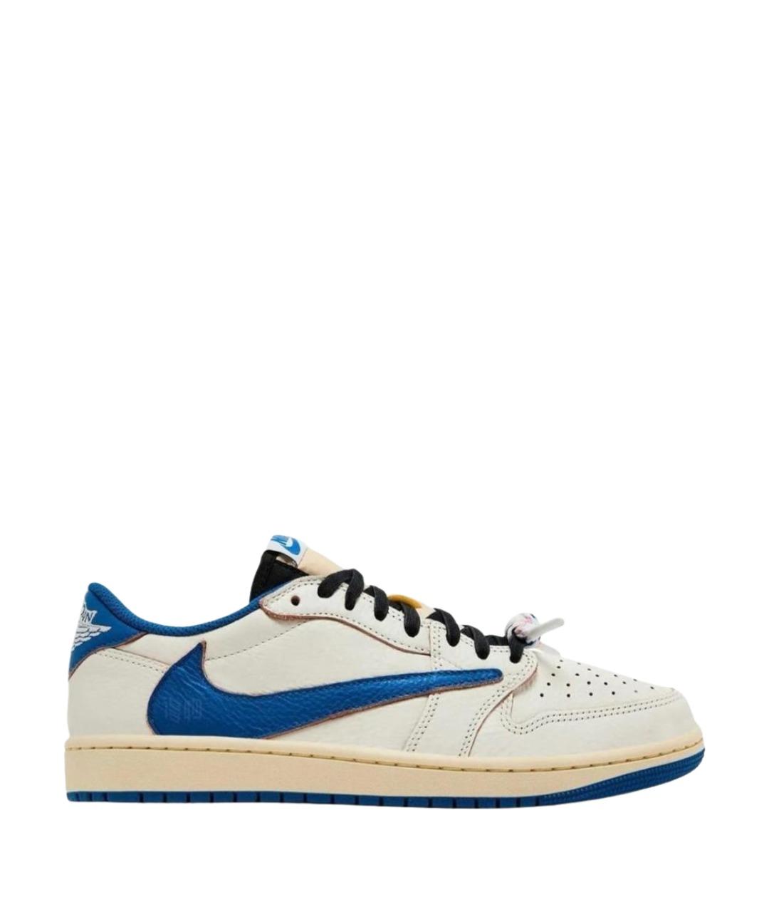 JORDAN Синие кожаные низкие кроссовки / кеды, фото 1