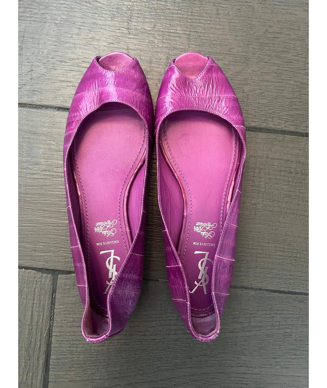SAINT LAURENT Фуксия балетки из лакированной кожи, фото 3