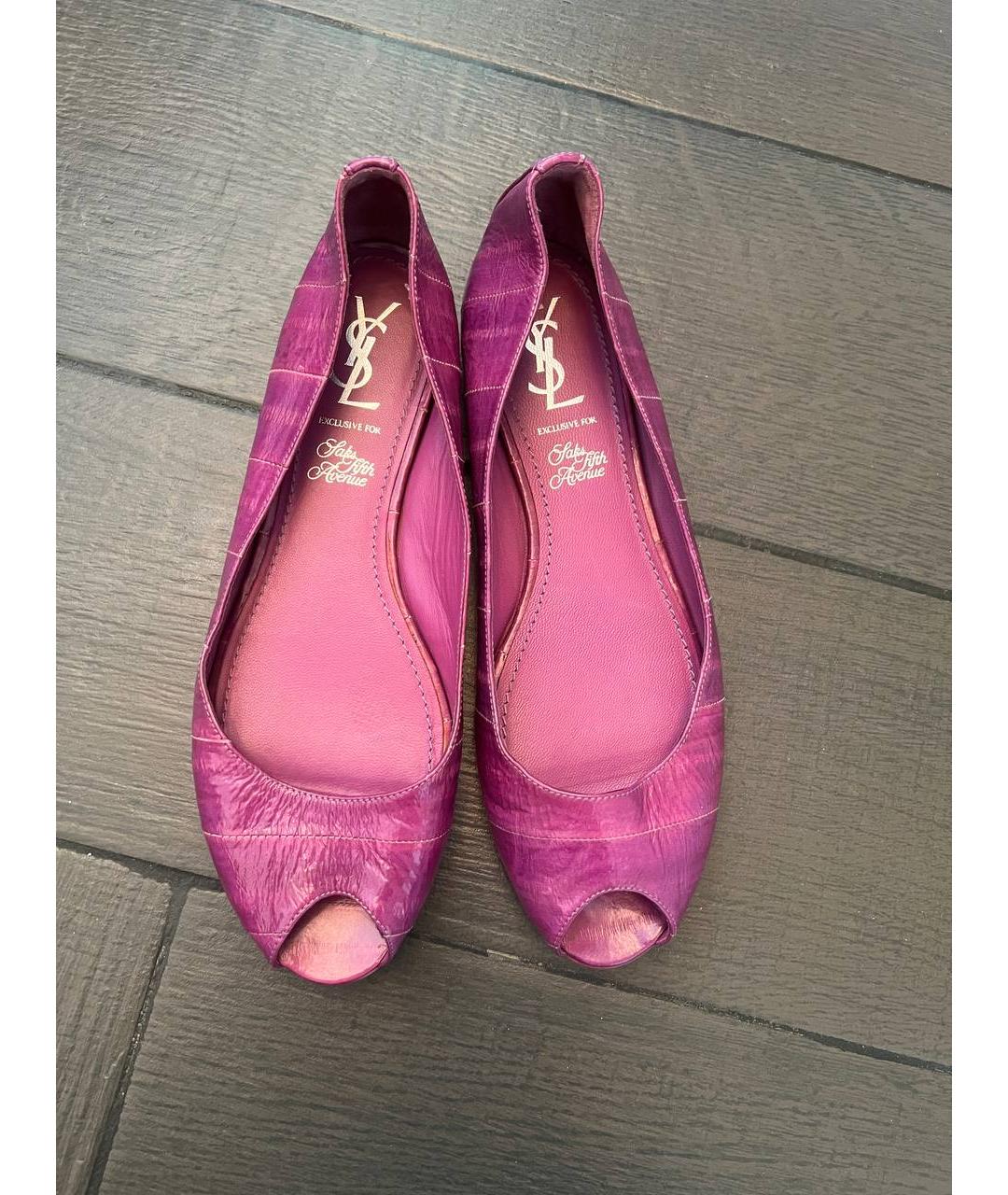 SAINT LAURENT Фуксия балетки из лакированной кожи, фото 2