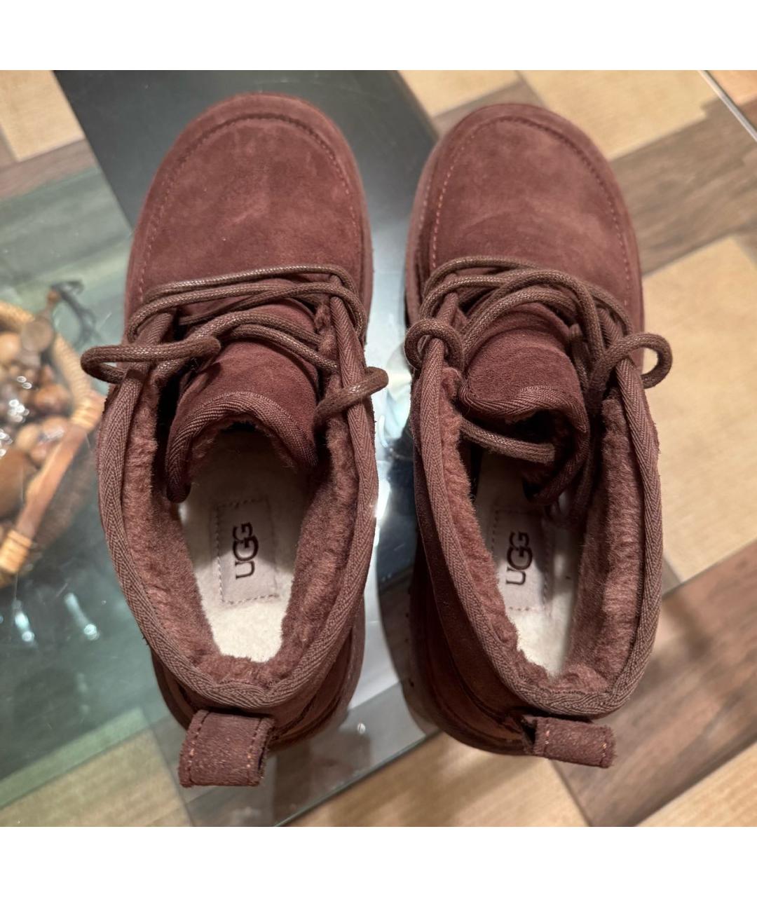 UGG AUSTRALIA Коричневые замшевые высокие ботинки, фото 3