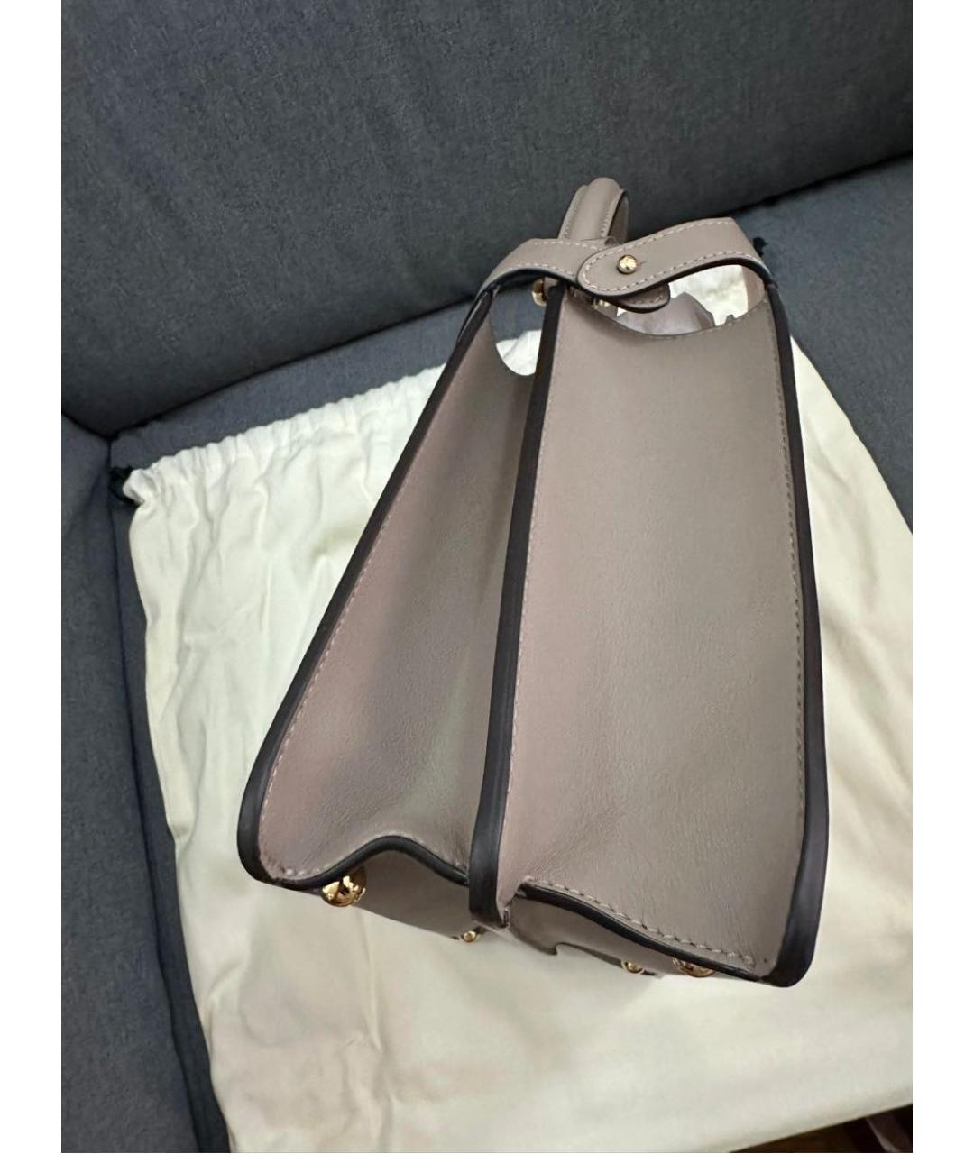 FENDI Серая кожаная сумка с короткими ручками, фото 5