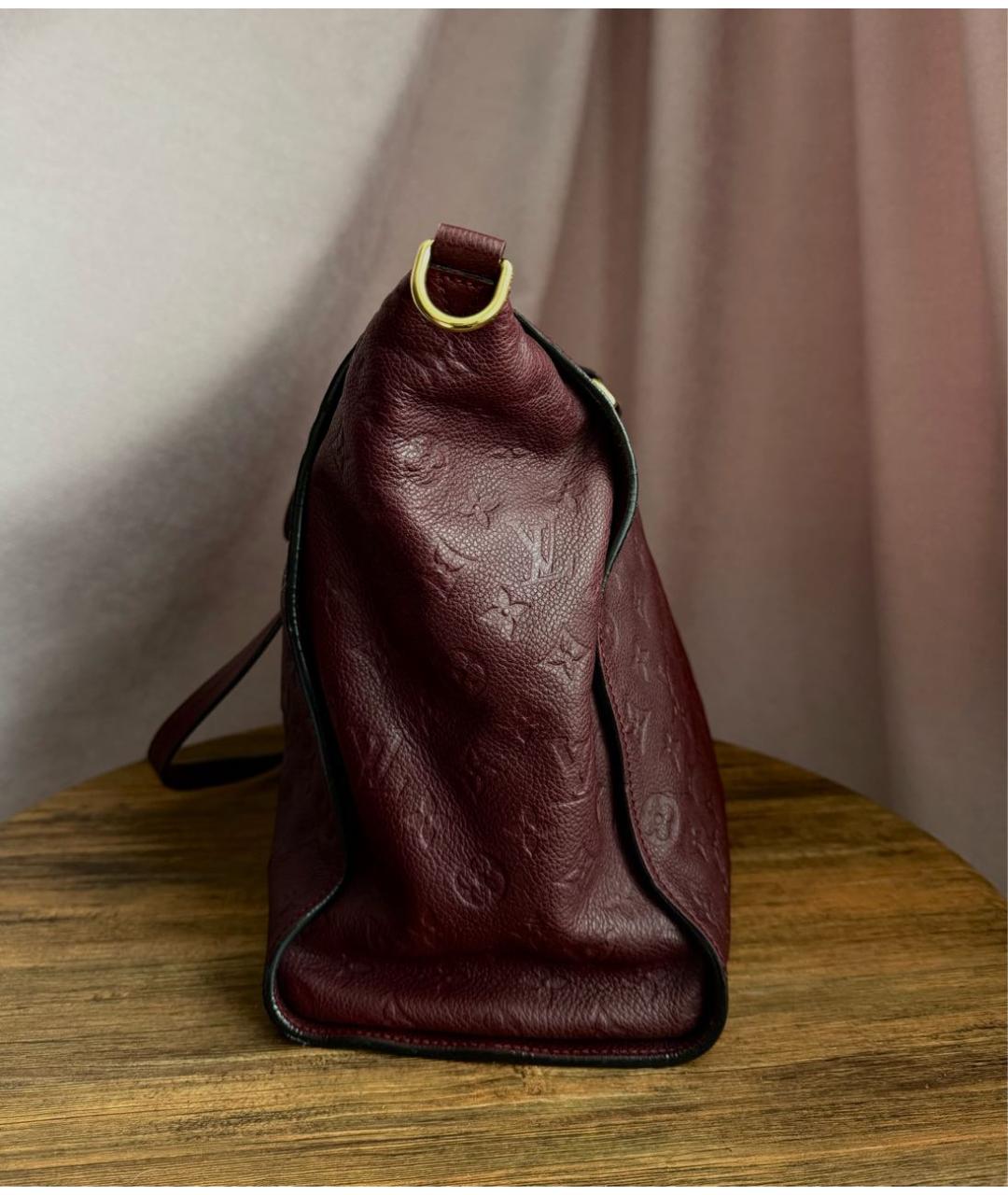 LOUIS VUITTON Бордовая кожаная сумка тоут, фото 4