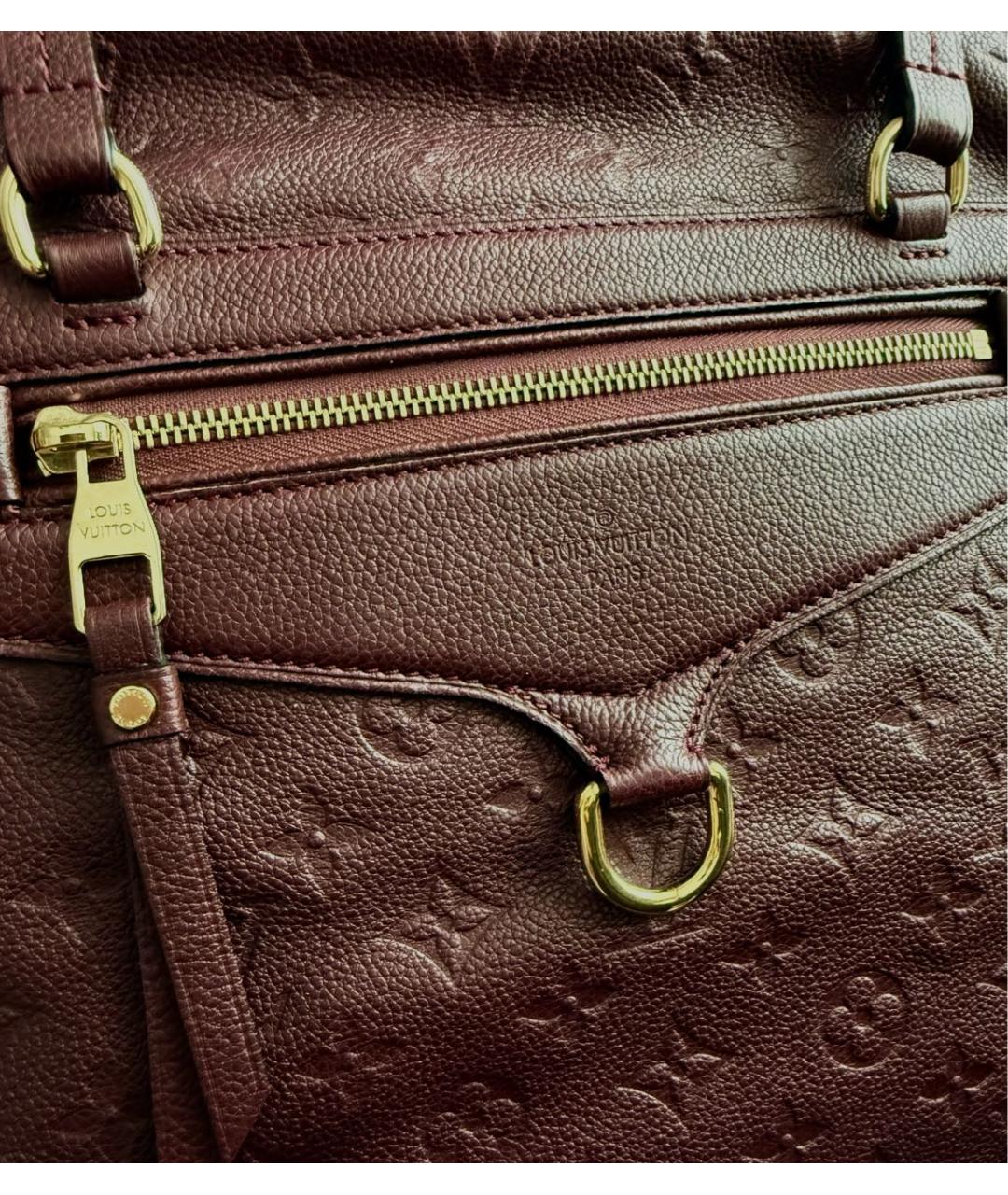 LOUIS VUITTON Бордовая кожаная сумка тоут, фото 6