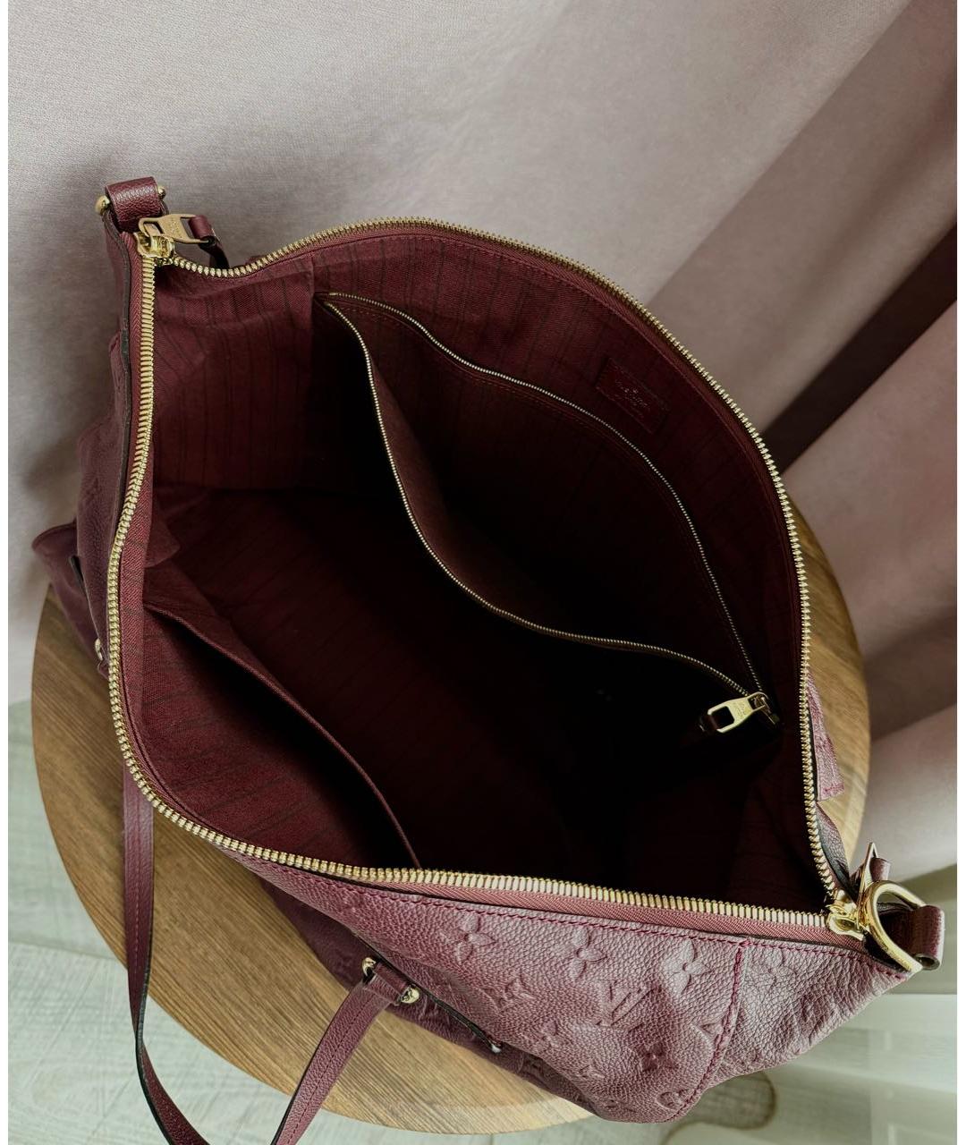 LOUIS VUITTON Бордовая кожаная сумка тоут, фото 5