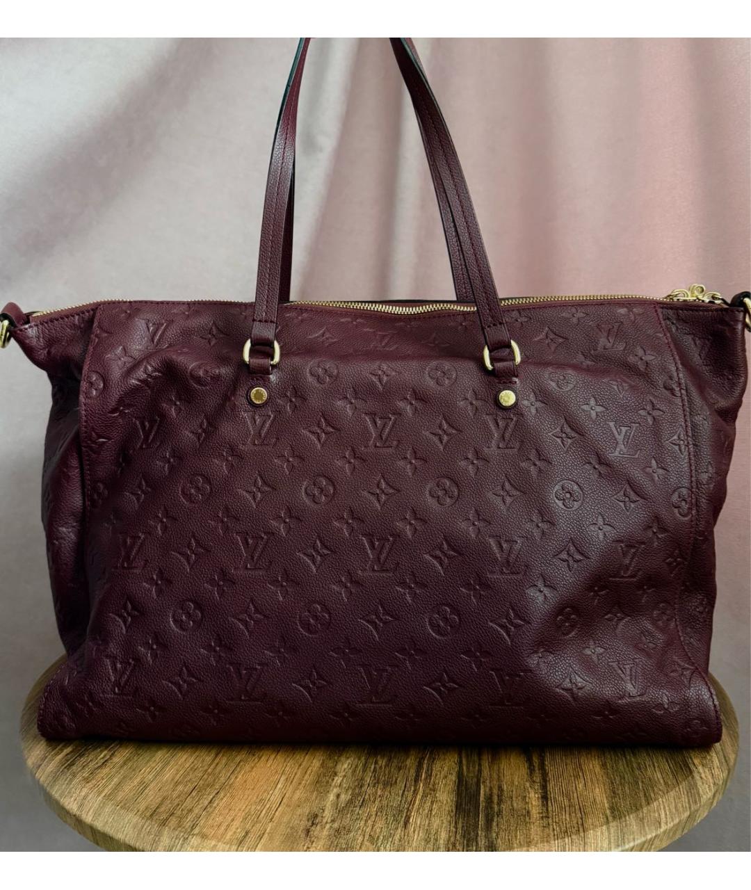 LOUIS VUITTON Бордовая кожаная сумка тоут, фото 3