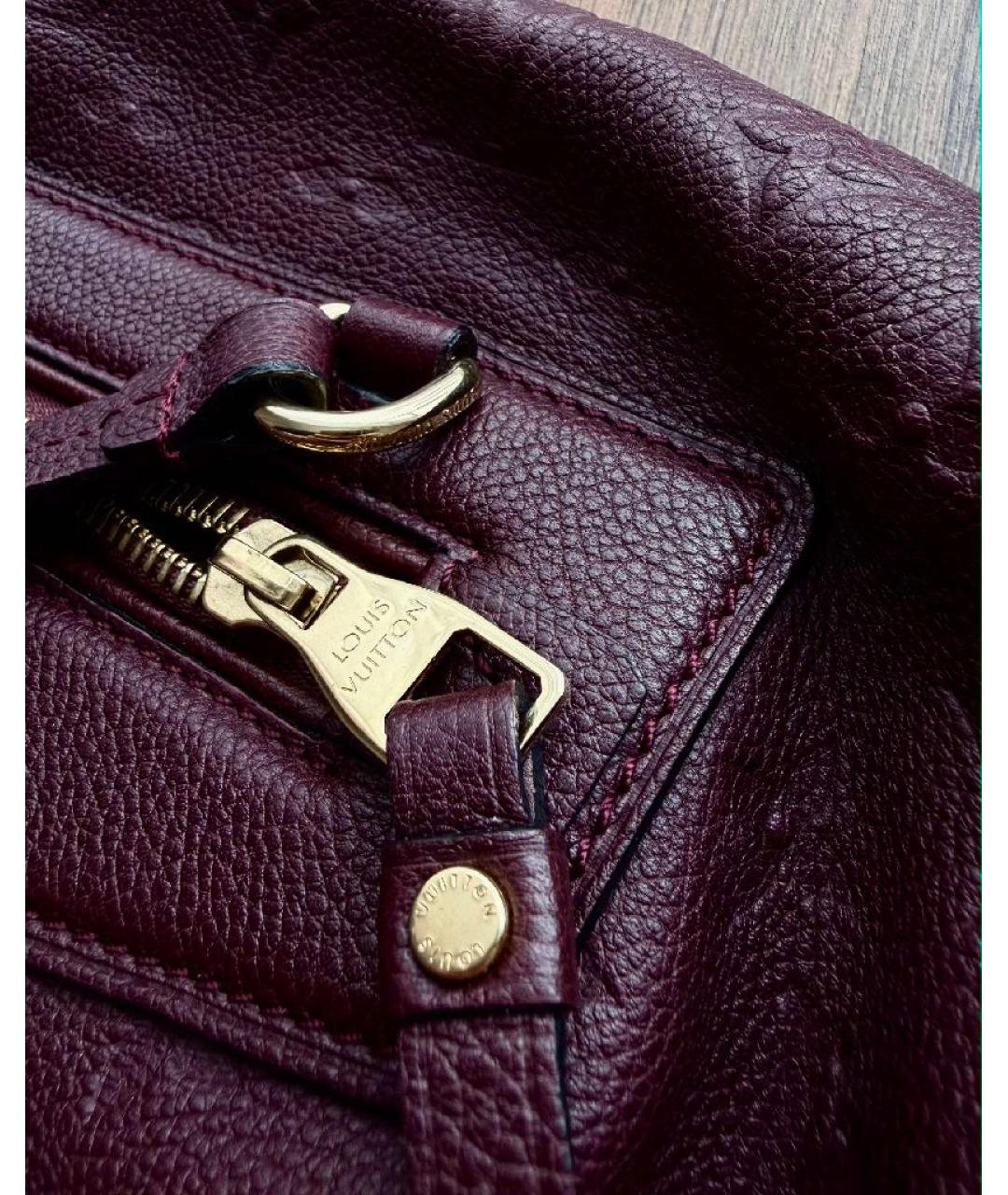 LOUIS VUITTON Бордовая кожаная сумка тоут, фото 9