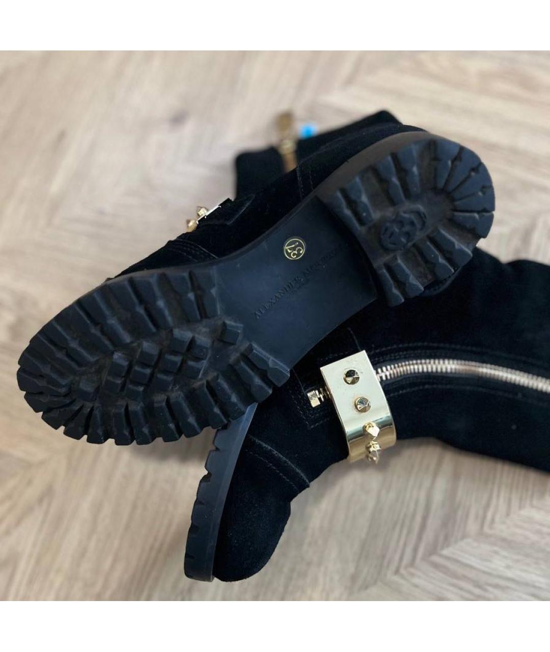 ALEXANDER MCQUEEN Черные замшевые полусапоги, фото 3