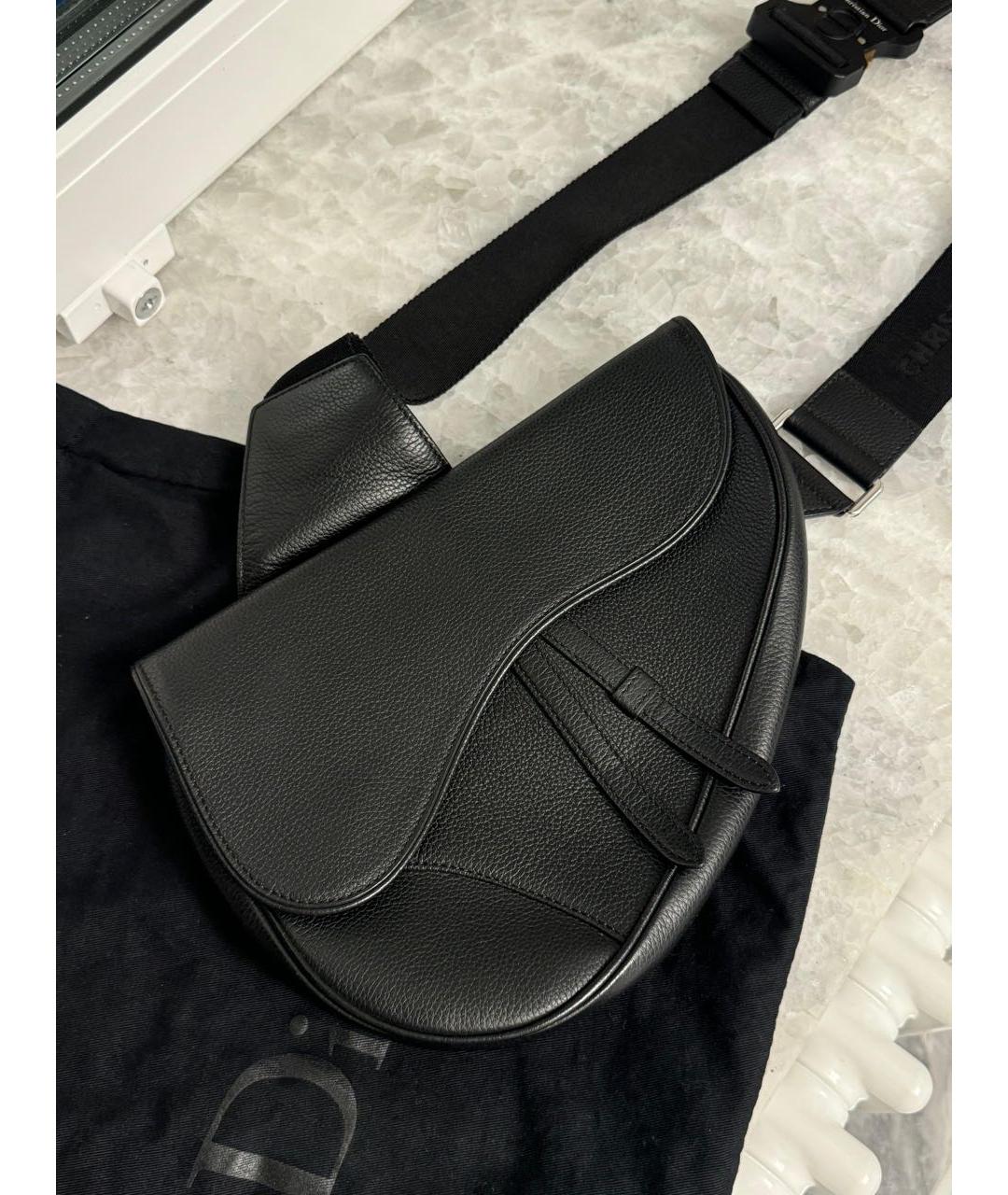 CHRISTIAN DIOR Черная кожаная сумка на плечо, фото 7