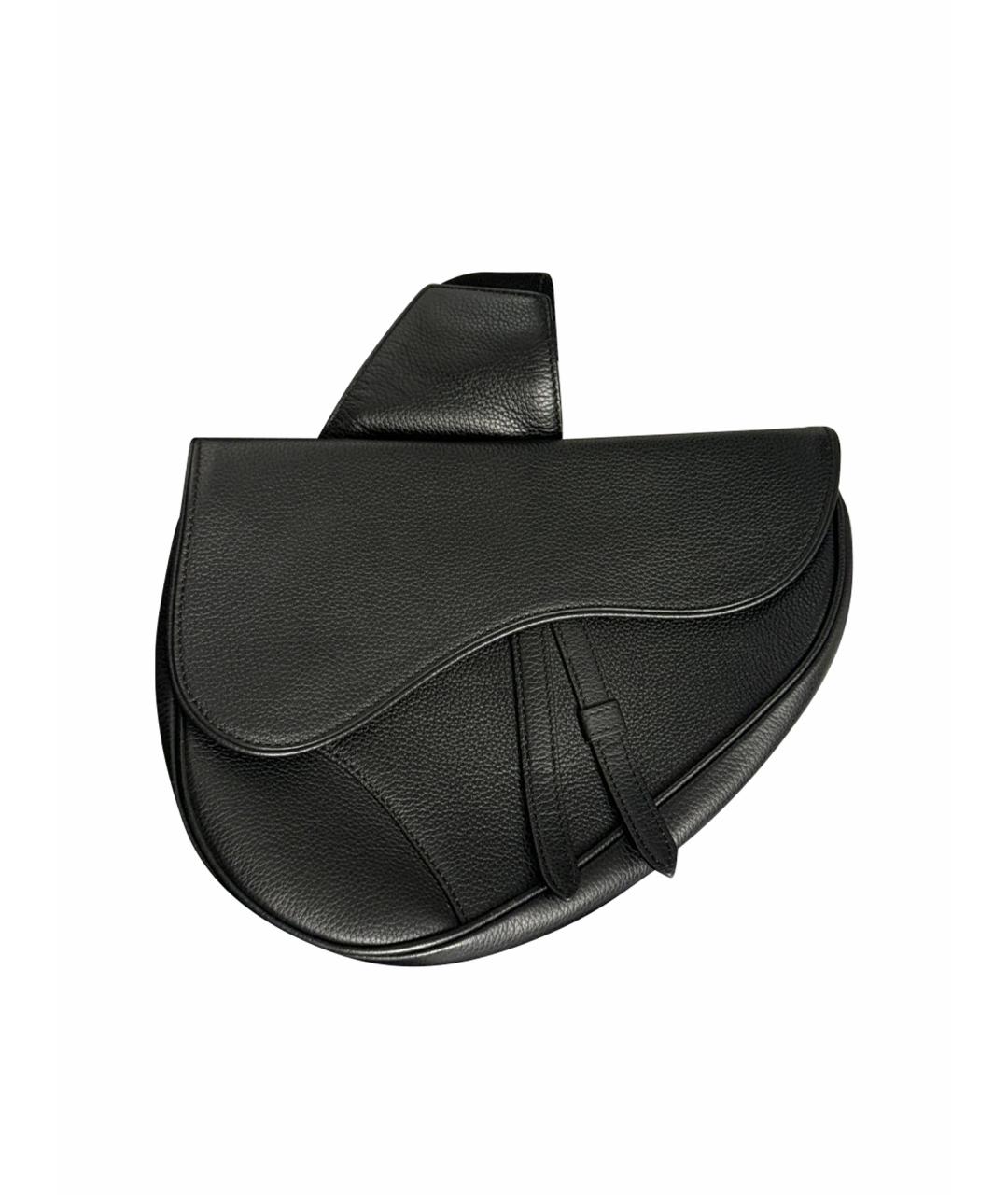 CHRISTIAN DIOR Черная кожаная сумка на плечо, фото 1