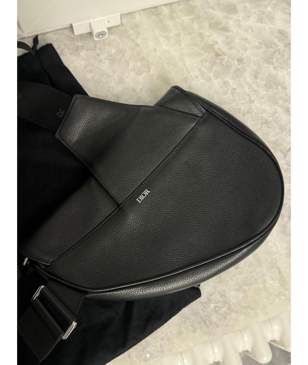 CHRISTIAN DIOR Черная кожаная сумка на плечо, фото 2