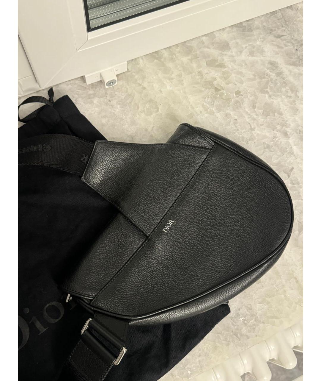CHRISTIAN DIOR Черная кожаная сумка на плечо, фото 4