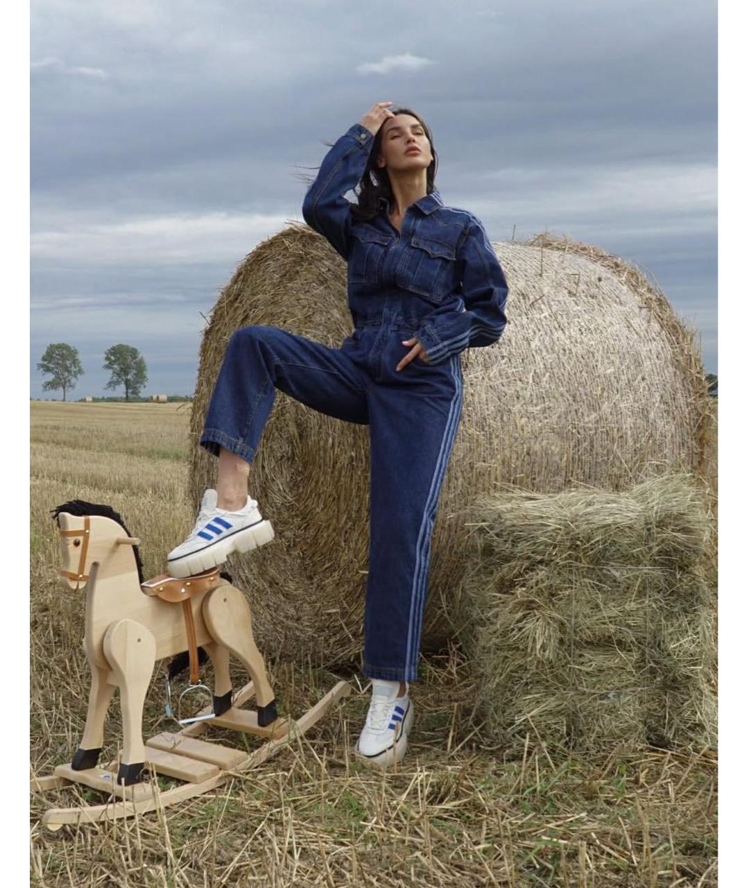 ADIDAS Темно-синий деним комбинезон, фото 7