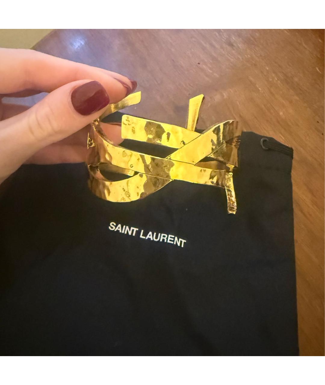 SAINT LAURENT Золотой металлический браслет, фото 4